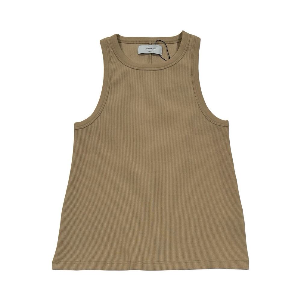Sold Out NYC The Not So Basic Tank Top Womens Size L Sand Beige Ribbed